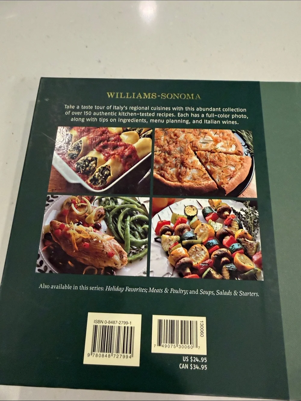 Williams-Sonoma Italian Favorites Cookbook - Green Cover with Cream Title Panel